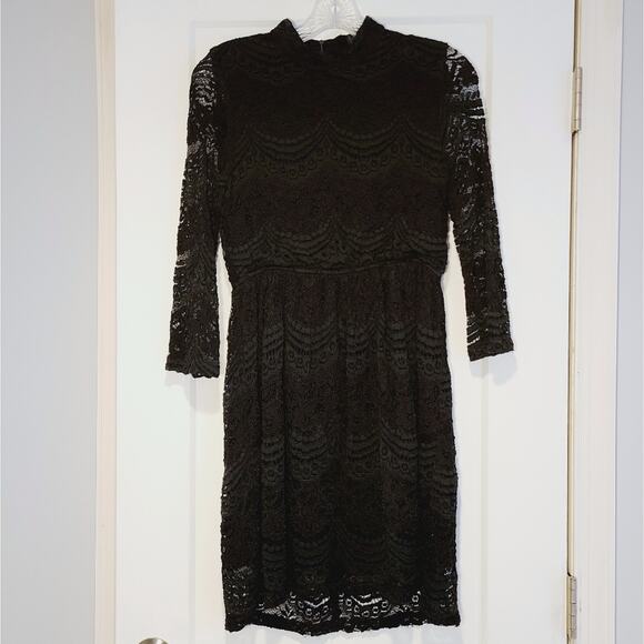 Anonyme Designers Black Sheer Lace Sleeve Dress - Picture 1 of 6